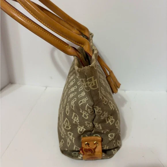 Dooney & Bourke Signature Brown & Tan Tassel Handbag. - Picture 5 of 8
